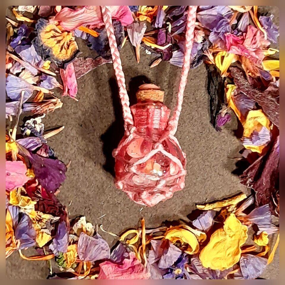 INTENTION BOTTLE PENDANT-Attracting & fostering gentler forms of love.